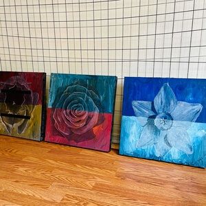 Acrylic & Charcoal On Canvas Painting Wall Art